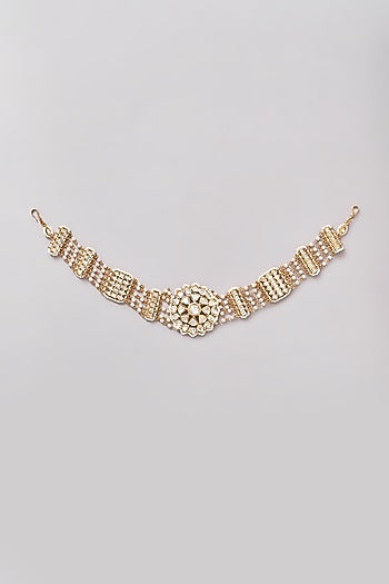 Gold Finish Kundan Polki Mathapatti