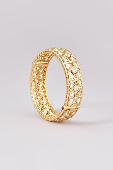 Gold Finish Kundan Polki Kadas (Set of 2)