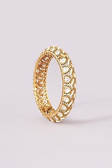 Gold Finish Kundan Polki Kadas (Set of 2)