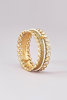 Gold Finish Kundan Polki Kadas (Set of 2)