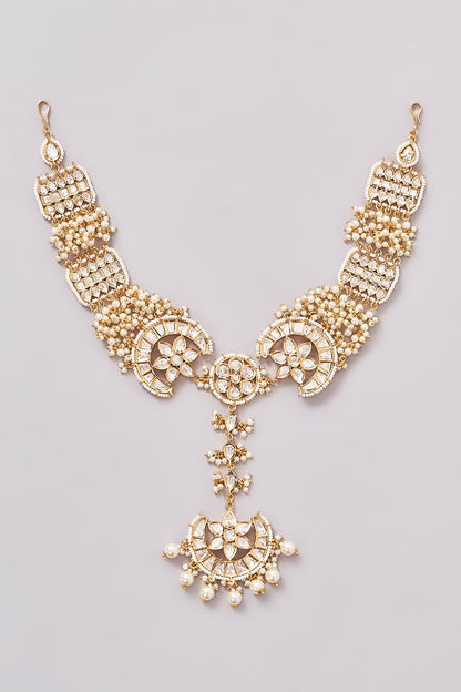 Gold Finish Kundan Polki Mathapatti