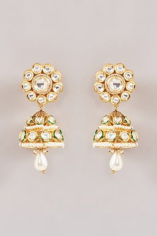 Gold Finish Kundan Polki Necklace Set