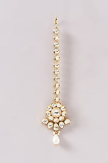 Gold Finish Kundan Polki Necklace Set