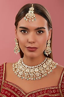 Gold Plated Kundan Polki Choker Necklace Set