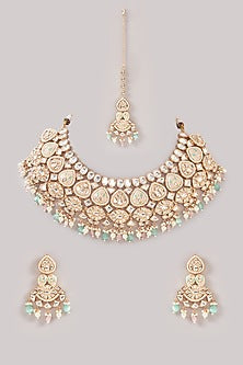 Gold Plated Kundan Polki Choker Necklace Set