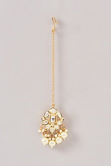 Gold Finish Kundan Polki & Pearl Choker Necklace Set