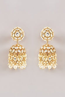 Gold Finish Kundan Polki & Pearl Necklace Set
