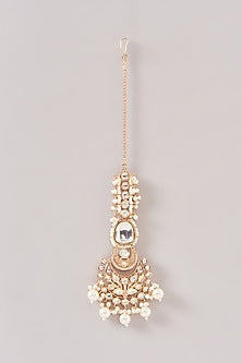 Gold Finish Kundan Polki & Pearl Necklace Set