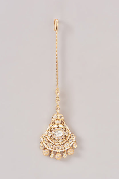Gold Finish Kundan Polki & Pearl Choker Necklace Set