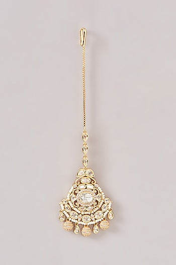 Gold Finish Kundan Polki & Pearl Choker Necklace Set