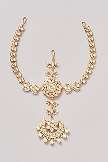 Gold Finish Kundan Polki Mathapatti