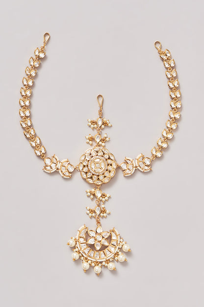 Gold Finish Kundan Polki Mathapatti