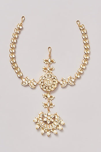 Gold Finish Kundan Polki Mathapatti