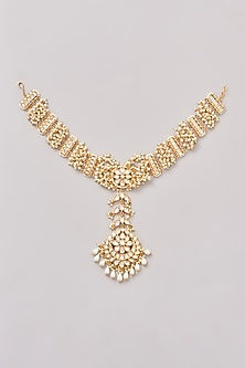 Gold Finish Kundan Polki Mathapatti