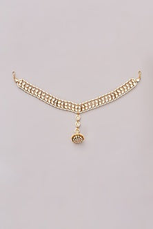 Gold Finish Kundan Polki Mathapatti