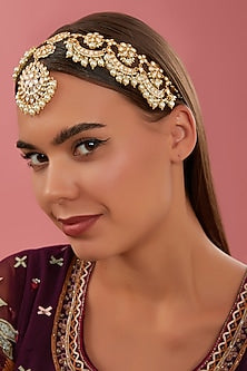 Gold Finish Kundan Polki Mathapatti