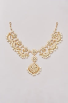 Gold Finish Kundan Polki Mathapatti