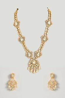 Gold Finish Moissanite Stone Layered Necklace Set