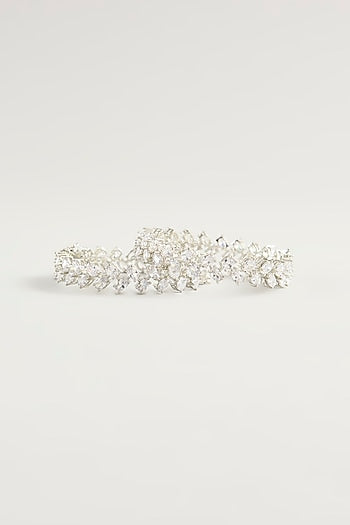 White Finish Zircon Bangles (Set Of 2)