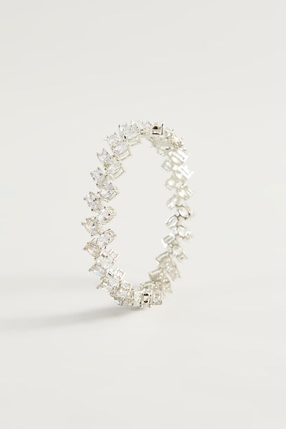 White Finish Zircon Bangles (Set Of 2)