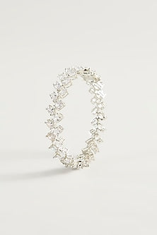 White Finish Zircon Bangles (Set Of 2)