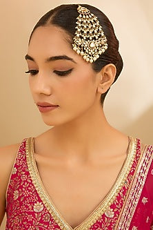 Two Tone Finish Kundan Polki & Pearl Pasa