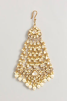 Two Tone Finish Kundan Polki & Pearl Pasa