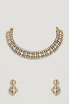 Two Tone Finish Kundan Polki Necklace Set