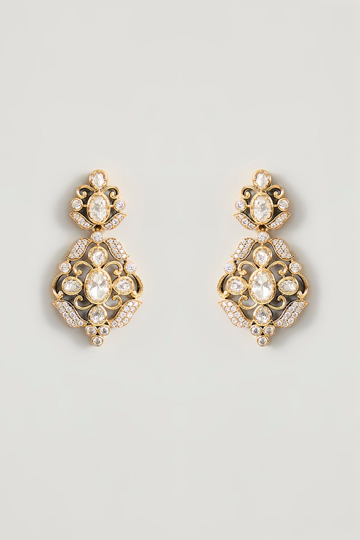 Two Tone Finish Kundan Polki Necklace Set