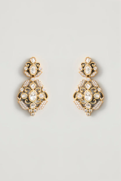 Two Tone Finish Kundan Polki Necklace Set