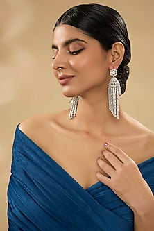 White Finish Diamond Dangler Earrings