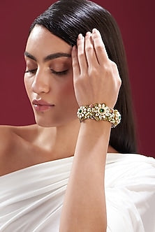 Gold Plated Kundan Polki Bracelet