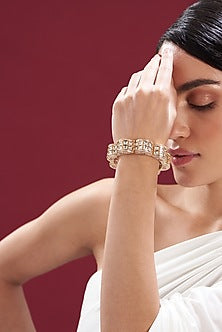 Gold Plated Kundan Polki Bracelet