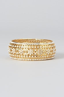 Gold Plated Kada With Kundan Polki