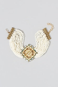 Gold Finish Kundan Polki Bracelet