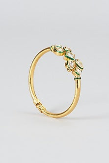 Gold Finish Kundan Polki Bracelet