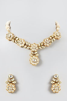 Gold Plated Kundan Polki Necklace Set