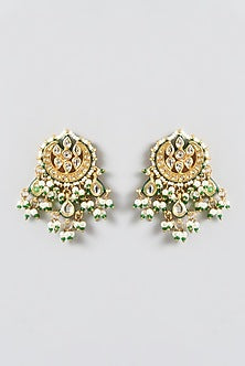 Gold Finish Kundan Polki & Emerald Choker Necklace Set
