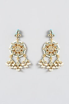 Gold Finish Kundan Polki & Pearl Necklace Set