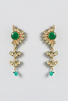 Gold Finish Kundan Polki & Emerald Choker Necklace