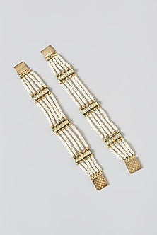 Gold Finish Kundan Bracelet (Set of 2)