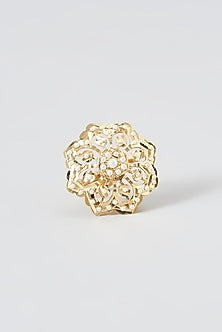 Gold Finish Kundan Polki Ring