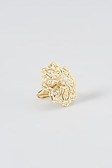 Gold Finish Kundan Polki Ring