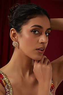 Gold Plated Kundan Polki Stud Earrings
