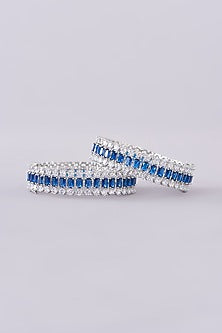White Finish Zircon Bangles (Set Of 2)