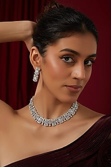 White Finish Zircon Necklace Set
