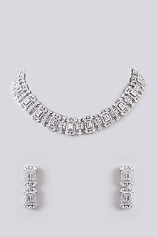 White Finish Zircon Necklace Set