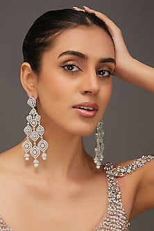 White Finish Zircon Dangler Earrings