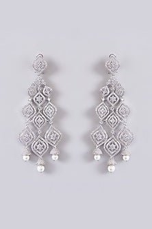 White Finish Zircon Dangler Earrings