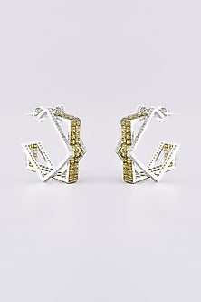 White Finish Zircon Hoop Earrings